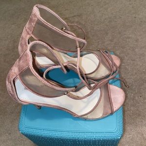 Pink suede heels